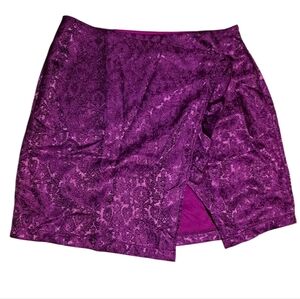Purple Jacquard Wrap Mini Skirt Slit Textured Y2K Party Size 0X